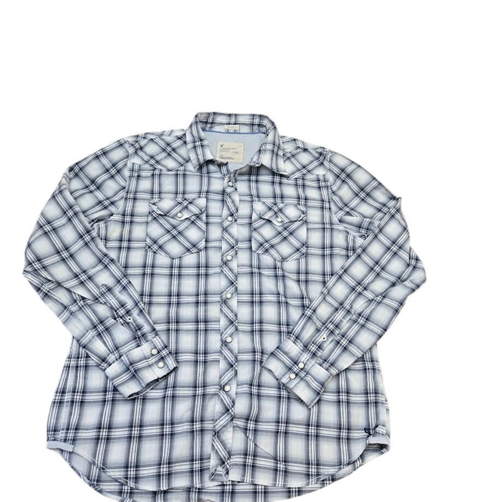 American Eagle Outfitters Plaid Western Shirt Long‎ Sleeve Gray L